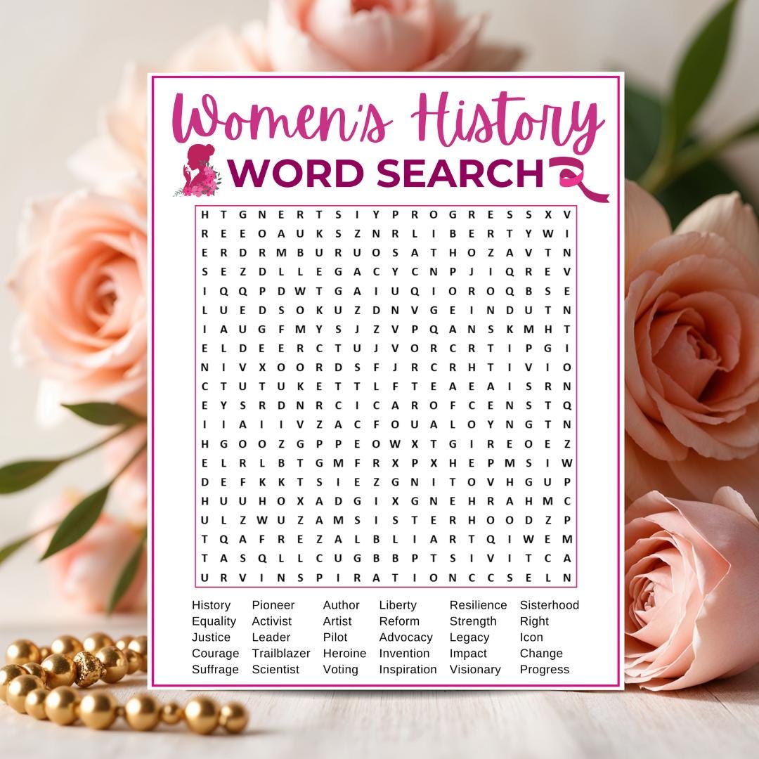 Women’s History Word Search Game, Printable Womens Day Games, Women’s ...