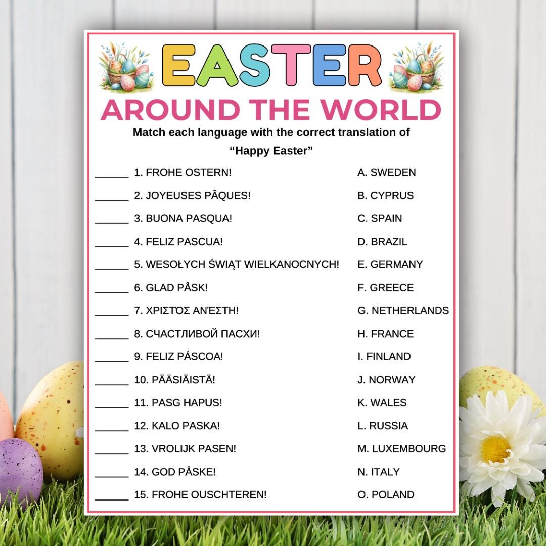 Easter Around the World Game, Printable Easter Game, Translate Happy ...