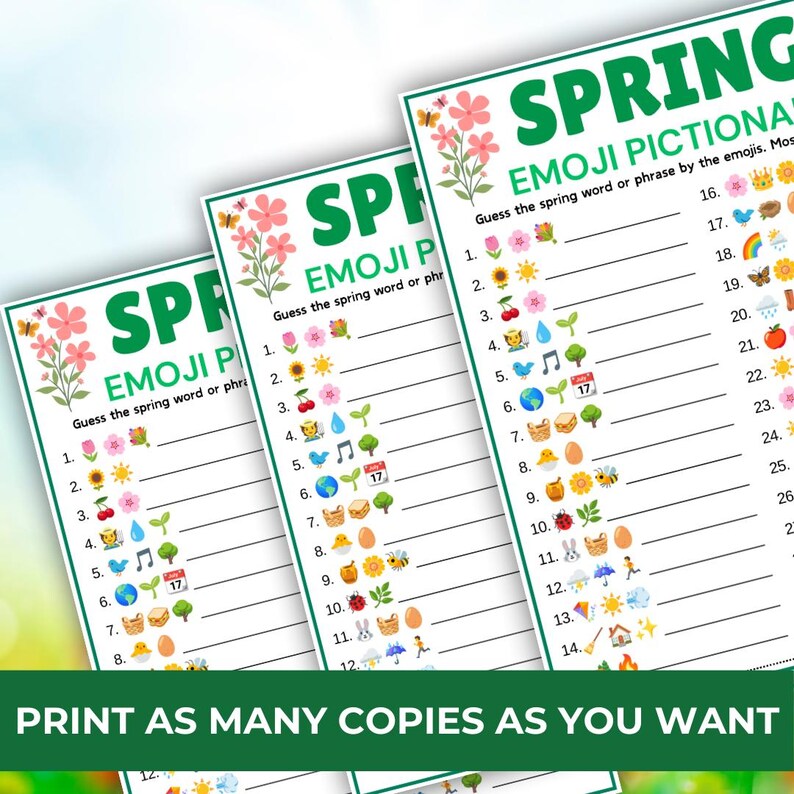 Spring Emoji Riddles Spring Emoji Game, Spring Emoji Pictionary, Spring Trivia Game ...