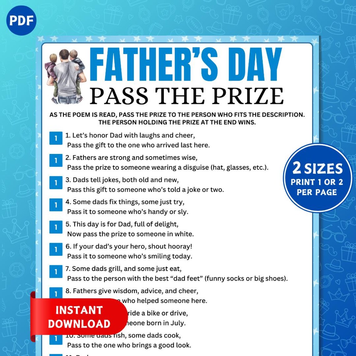 Father's Day Pass the Prize, Pass the Gift Game, Dad Pass the Prize ...