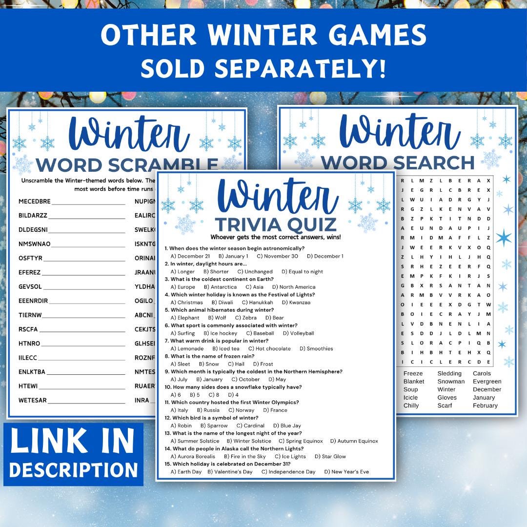 Winter Fact or Fiction Game, Printable Holiday Trivia Party Game ...