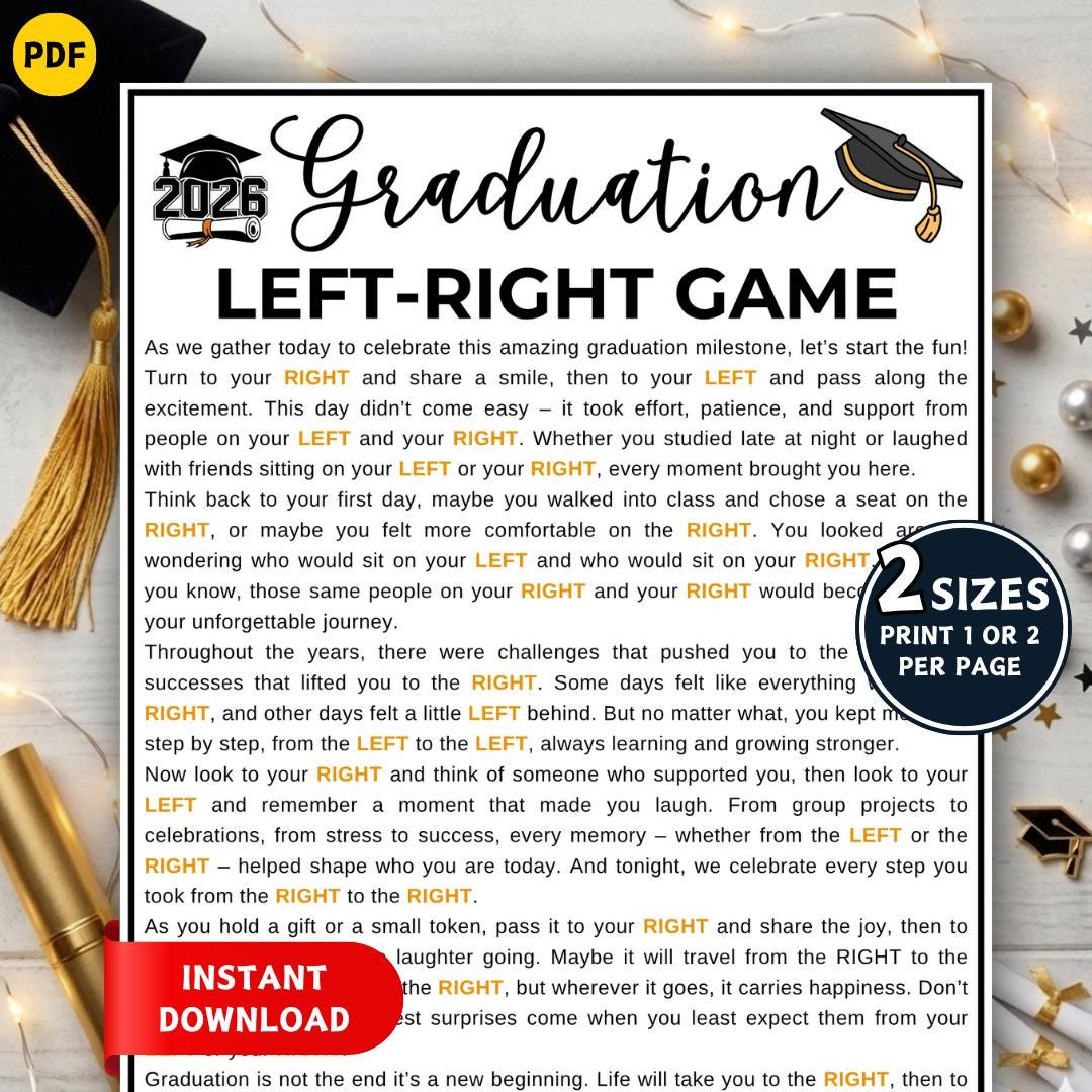 Graduation Left Right Game, Graduation Activity, Grad Party Ice Breaker ...