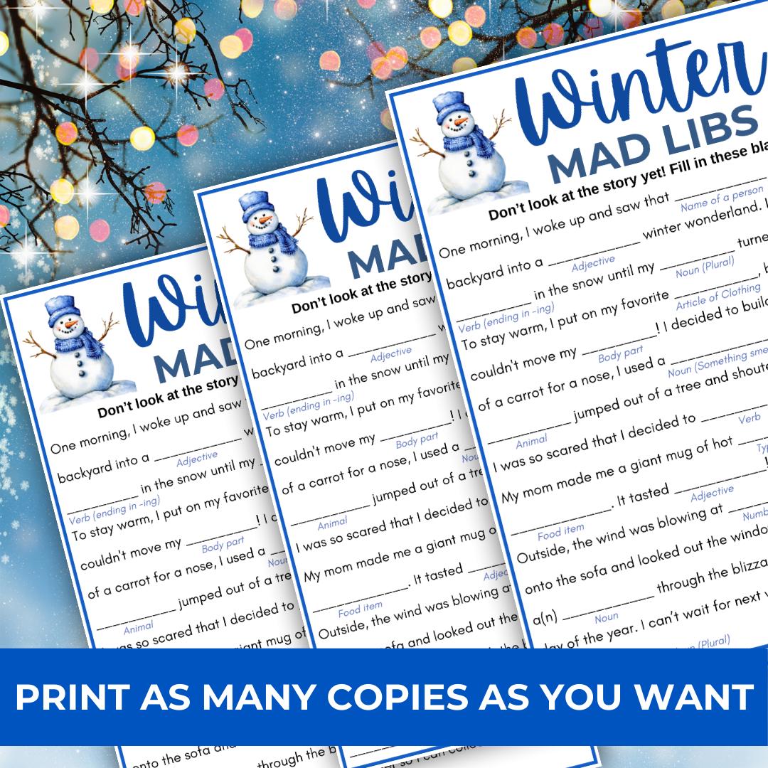 Winter Mad Libs, Printable Winter Game, Winter Party Games, Office ...