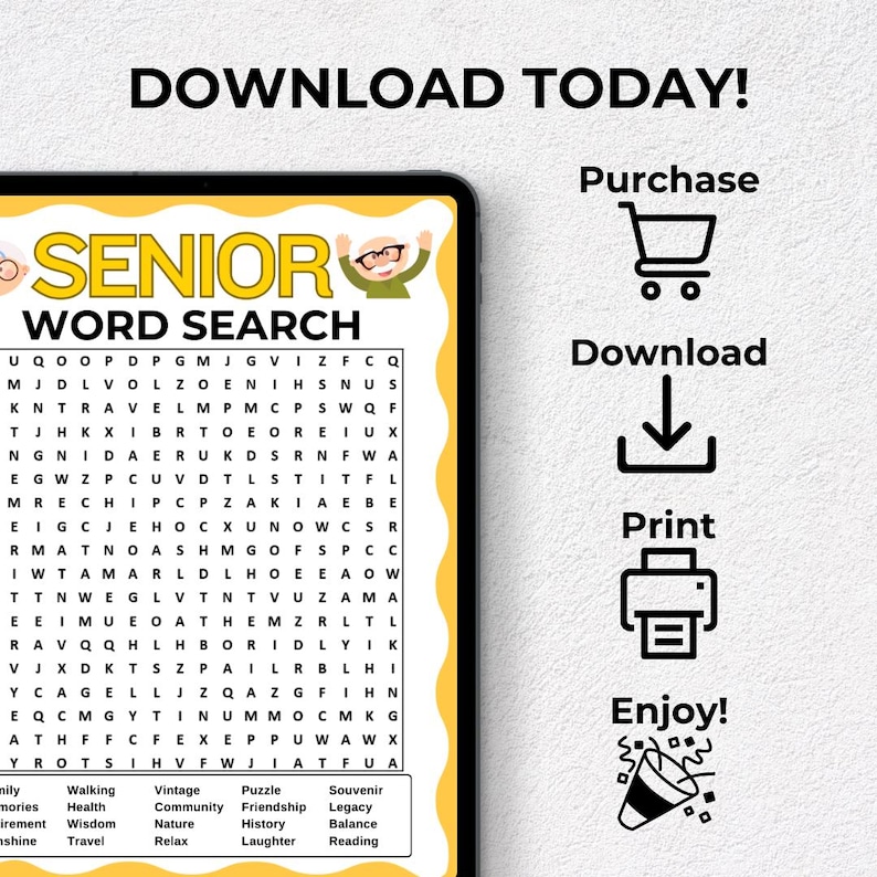 Printable Word Search Game, Games for Senior Citizens, Fun Elderly ...