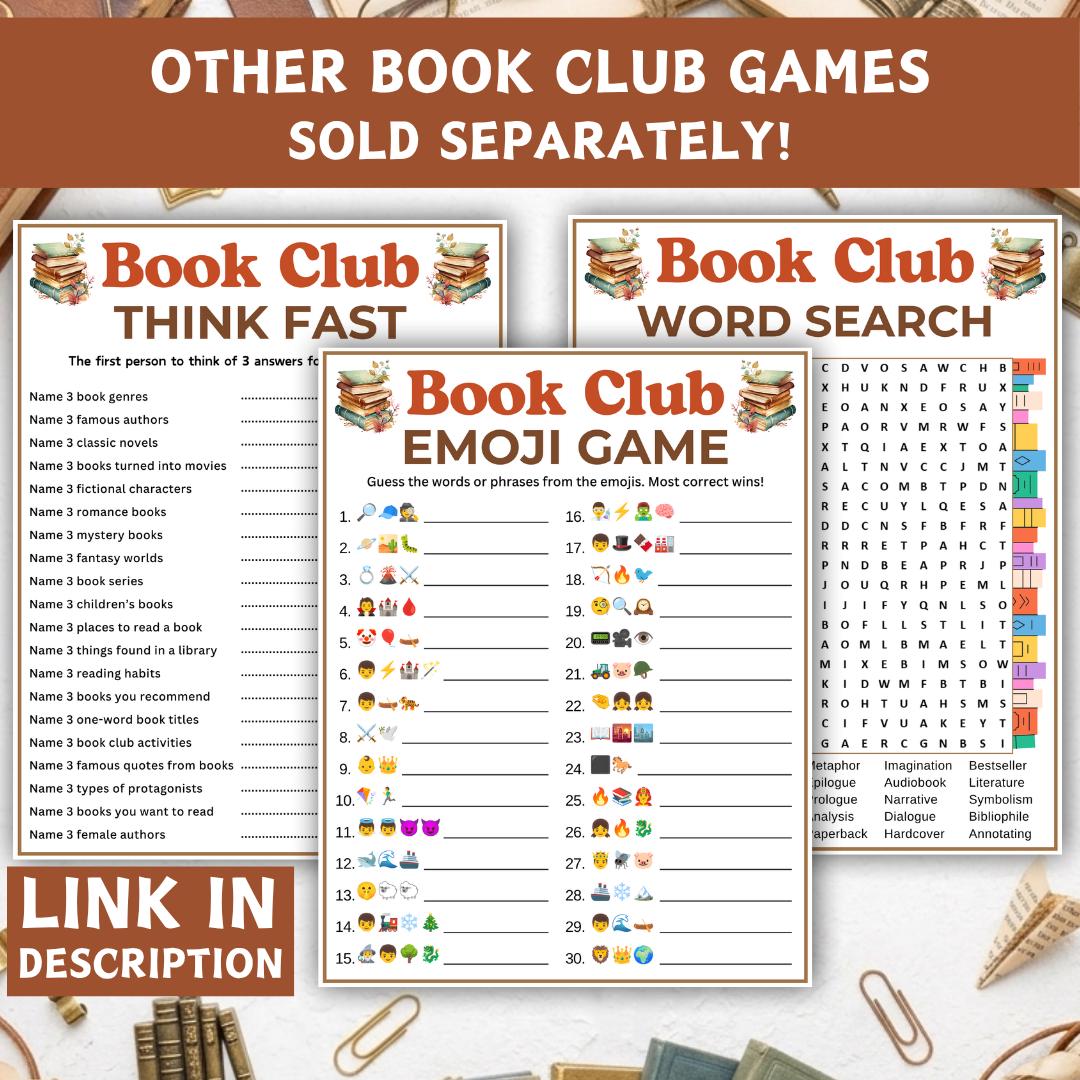 Word Club Book Club Word Scramble Game, Printable Games for Book Clubs, Fun ...