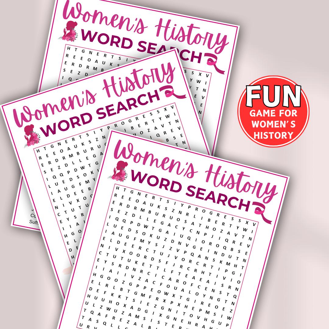 Women’s History Word Search Game, Printable Womens Day Games, Women’s ...