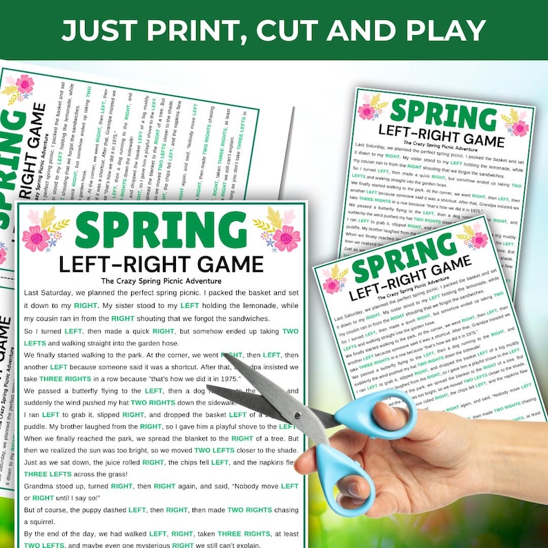 Spring Balance Game Spring Left Right Game, Spring Printable Games for Kids Teens Adults ...