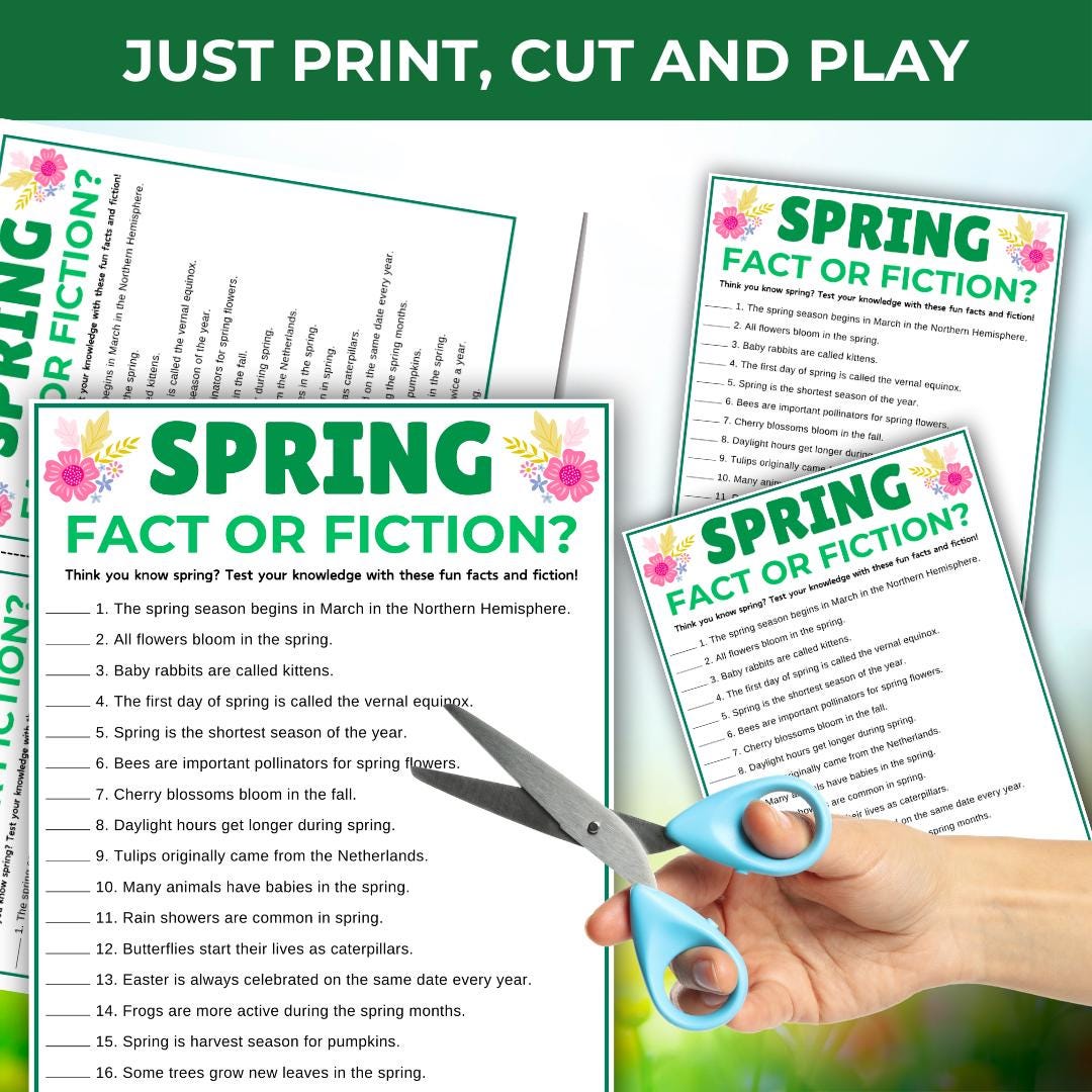 Simple Spring Fact For Reception Spring Fact or Fiction Game, Printable Spring Game, Spring Fact Quiz ...