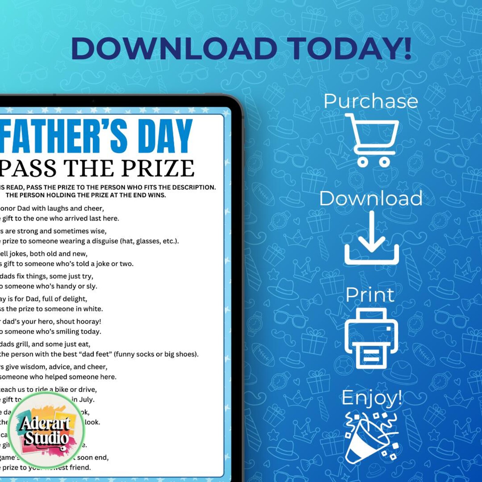 Father's Day Pass the Prize, Pass the Gift Game, Dad Pass the Prize ...