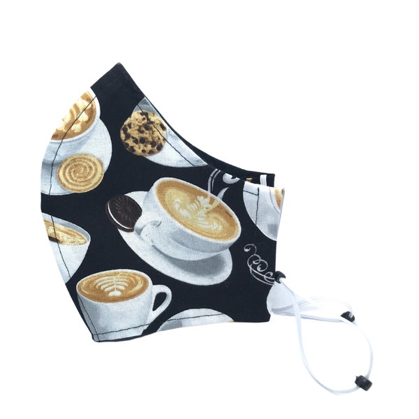 Cappucino Coffee lover face mask | Teacher Face mask with nose wire and filter pocket