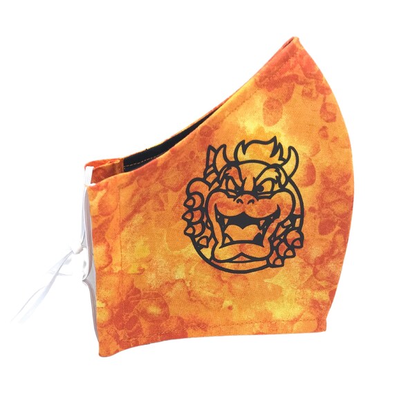 Orange Nintendo Bowser face mask with filter pocket & nose Etsy