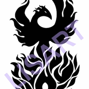 Rising fire Phoenix oiseau mythique svg/jpg/png/eps fichier de découpe cricut silhouette camée