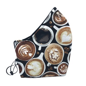Cappuccino Coffee lover face mask with nose wire and filter pocket •  XS to XL Masks