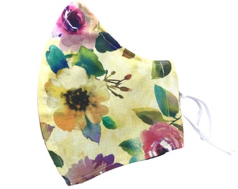 Fall gift Cotton Flower Face Mask Nose Wire & filter Pocket Adjustable Ear Loops Reusable and Washable | Double Layers