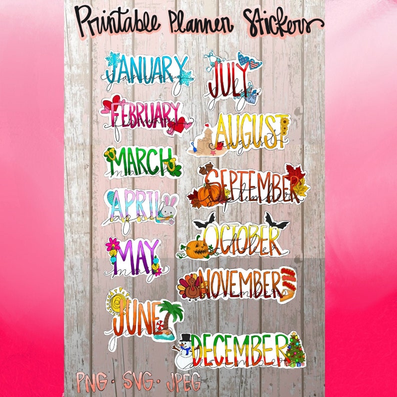 Hand Lettered Month Covers Planner Stickers Printable | Etsy