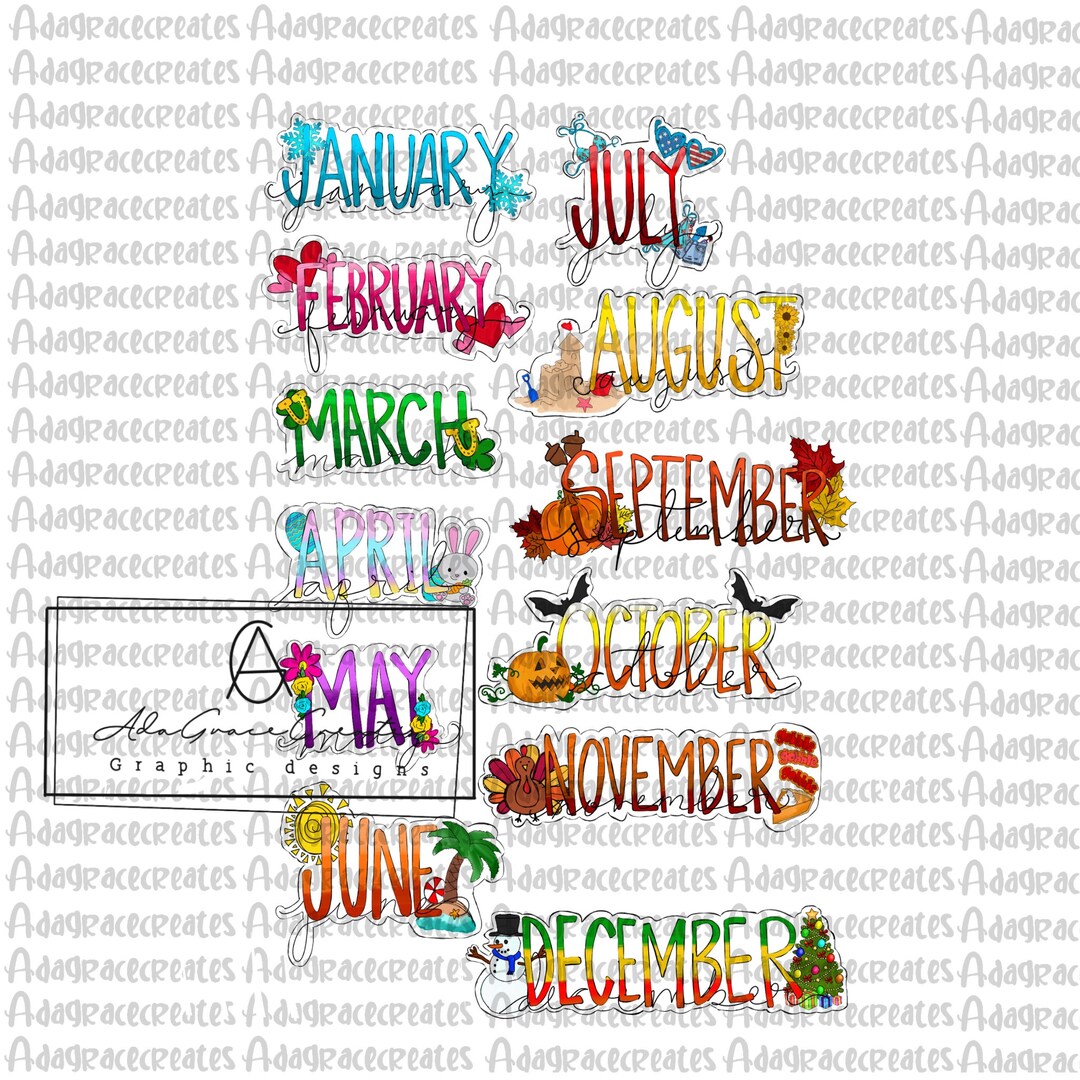 Hand Lettered Month Covers Planner Stickers Printable Planner Stickers, Months of the Year ...
