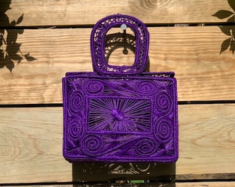 Woven Purple Top Handle Bag