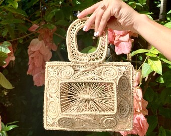 Woven Natural Top Handle Bag