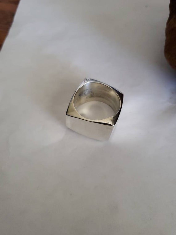 Modern Square Sterling Silver Ring / Abstract Ster
