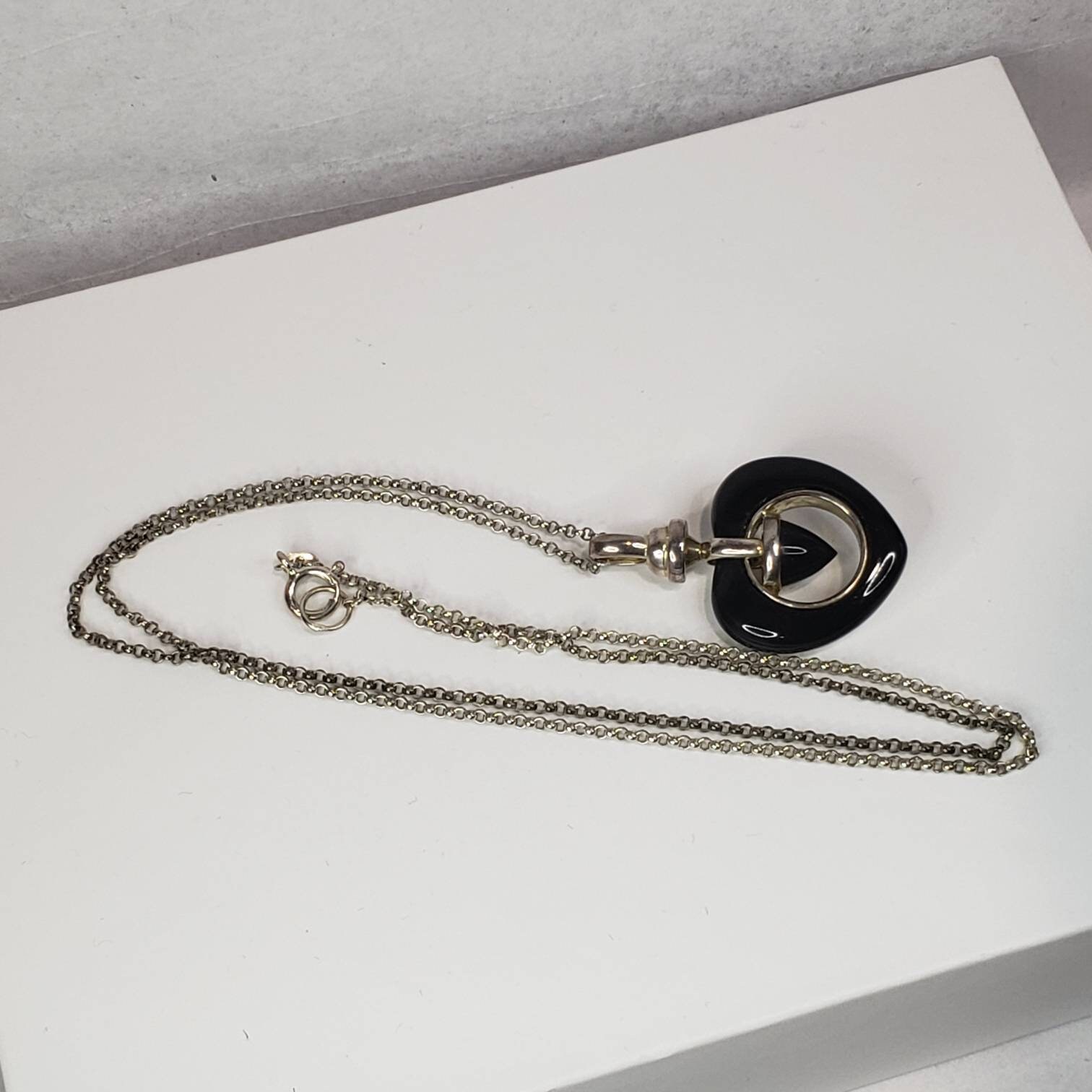 Reversible Black Onyx and Mother of Pearl 925 Sterling Silver Square Pendant Reversible Black Onyx and Mother of Pearl 925 Sterling Silver Square Pendant