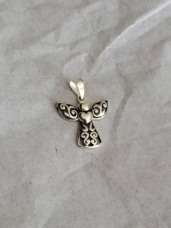 Sterling Silver Angel Pendant / Angel with a Heart