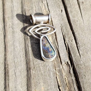 Boulder Opal Sterling Silver Modern Pendant / Sterling Silver Boulder Opal Pendant / Australian Opal / 925 Boulder Opal / Modern