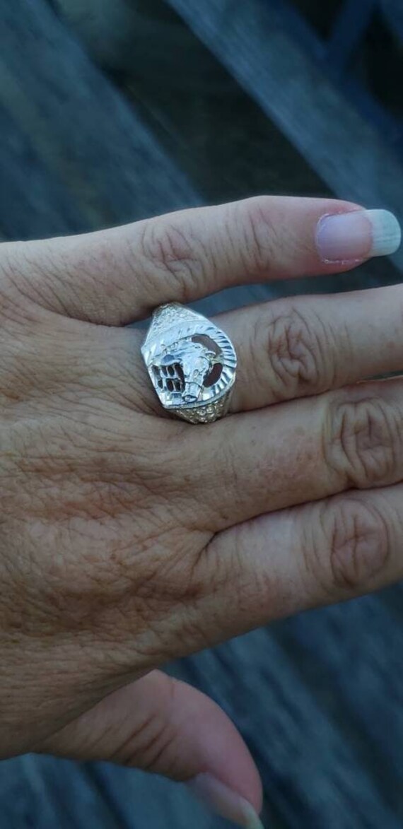 Sterling Silver / Horseshoe / Horse Head / Ring Gem