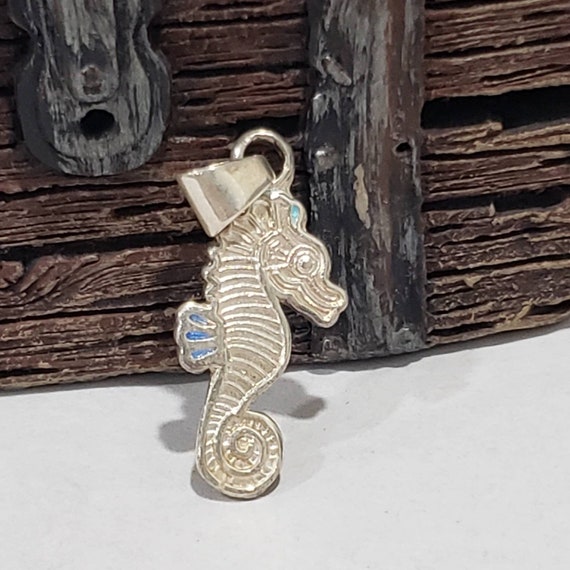 Seahorse Pendant Sterling Silver / 925 Seahorse P… - image 1