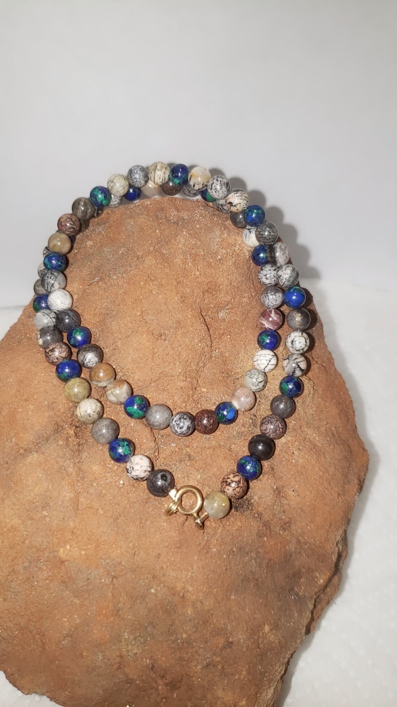 Multi Bead Necklace 14k Gold Fill Agate Beads