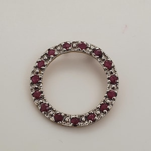 Ruby Round Two Tone 10K Yellow and White Gold Pendant Ruby Eternity Pendant Circle Ruby and Gold Shape Pendant