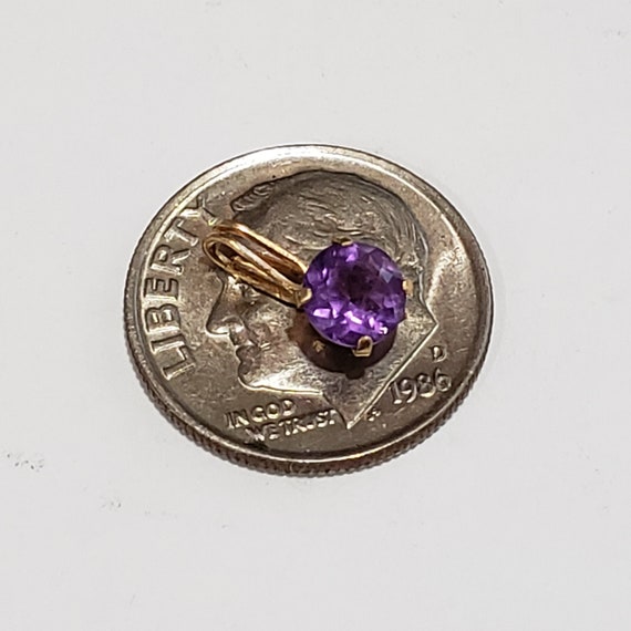 Amethyst Solitaire 10K Gold Pendant / Petite Amet… - image 4