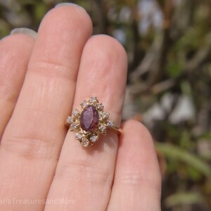 Vintage Ruby Diamond 14K Cocktail Ring | Marquise Ruby With Diamond ...