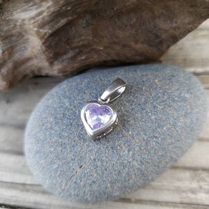 CZ / Heart / Sterling Silver / Lavender / Light Purple / Pendant