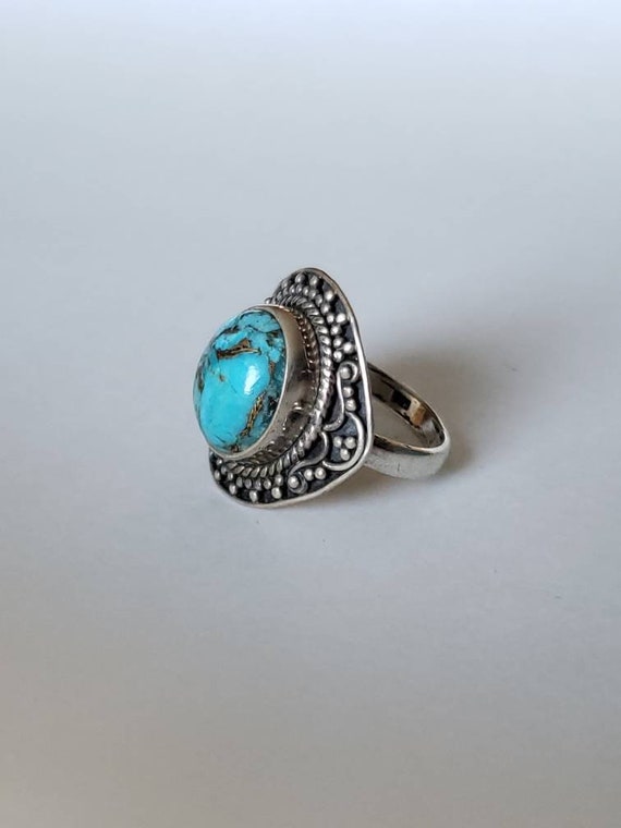 Turquoise Sterling Silver Ring / Sterling Silver … - image 6