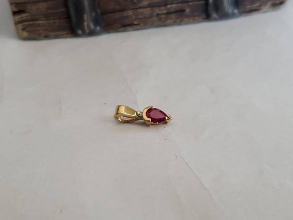 Ruby Diamond Accent 14k Gold Pendant / 14k Gold R… - image 3