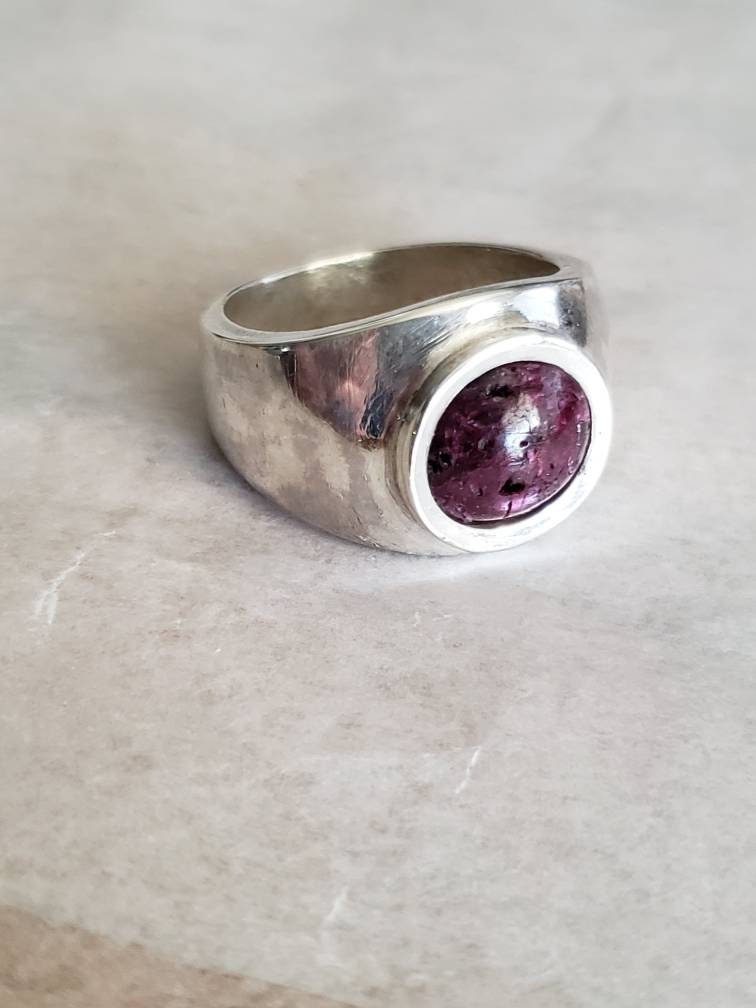 Ruby / Cabochon / Sterling Silver / Ring / Handcrafted | Etsy