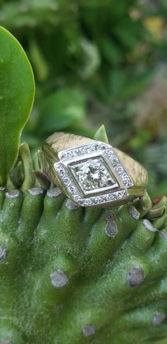 Men s Gold Pinky Ring With Diamond Vintage Men s Gold Ring