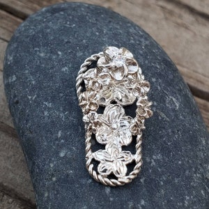 Flip Flop Pendant Hawaiian Style Sterling Silver / Flip Flop Necklace / Plumeria Flowers