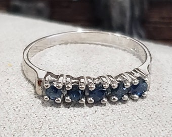 Blue Spinel Multi Stone Band 14K White Gold / Anniversary Band / Eternity Ring