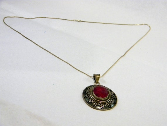 Vintage Stauer Ruby Sterling Silver Necklace / La… - image 5