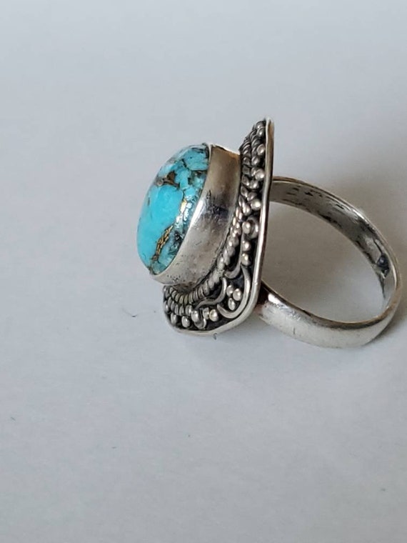 Turquoise Sterling Silver Ring / Sterling Silver … - image 3