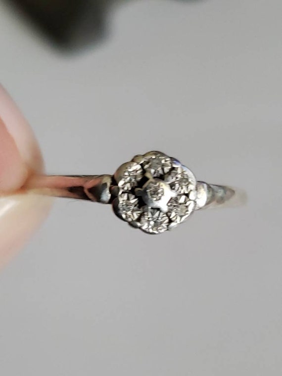 Vintage Estate Diamond Sterling Silver Ring / 925… - image 2