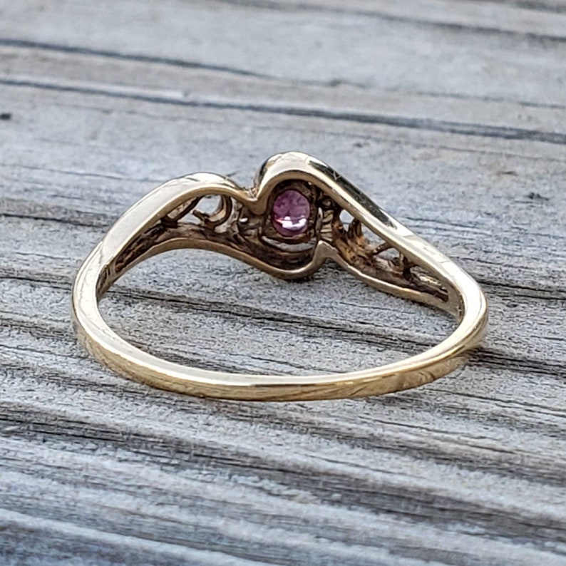 Estate Ruby Diamond 10K Yellow Gold Ring Vintage Ruby Gold Ring