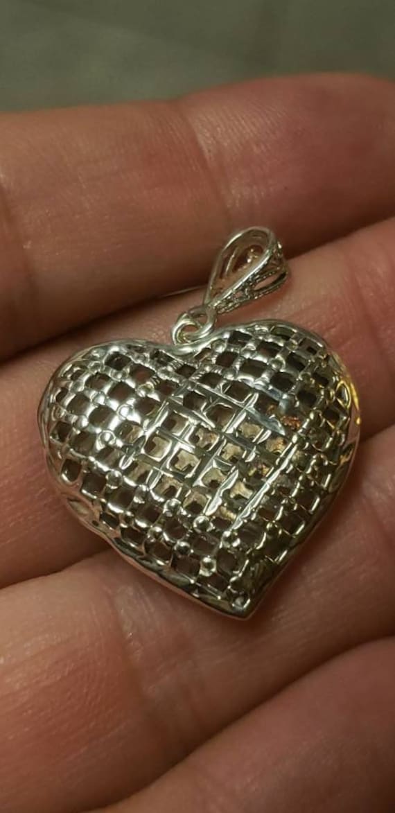 Puffy / Heart / Sterling Silver / Weave Design / P