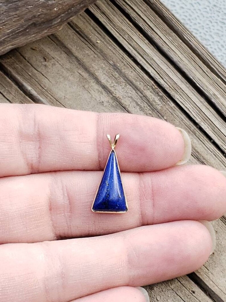 Lapis Pendant 14K Gold / 14K Gold Lapis Triangle Shaped Etsy