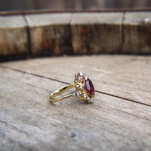 Vintage Ruby Diamond 14K Cocktail Ring | Marquise Ruby With Diamond ...