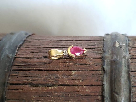 Ruby Diamond Accent 14k Gold Pendant / 14k Gold R… - image 1