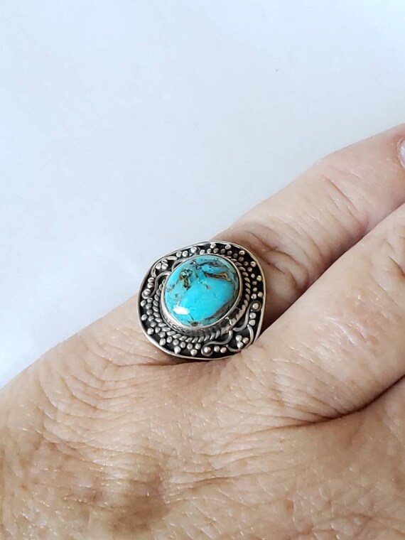 Turquoise Sterling Silver Ring / Sterling Silver … - image 4