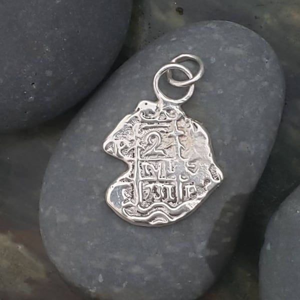 Spanish Coin Pendant / Sterling Silver / 2 Reales Pendant / 1731 Spanish Cob / Pendant / Handmade Replica