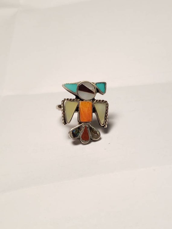 Zuni Phoenix Inlay Sterling Silver Ring / Sterling